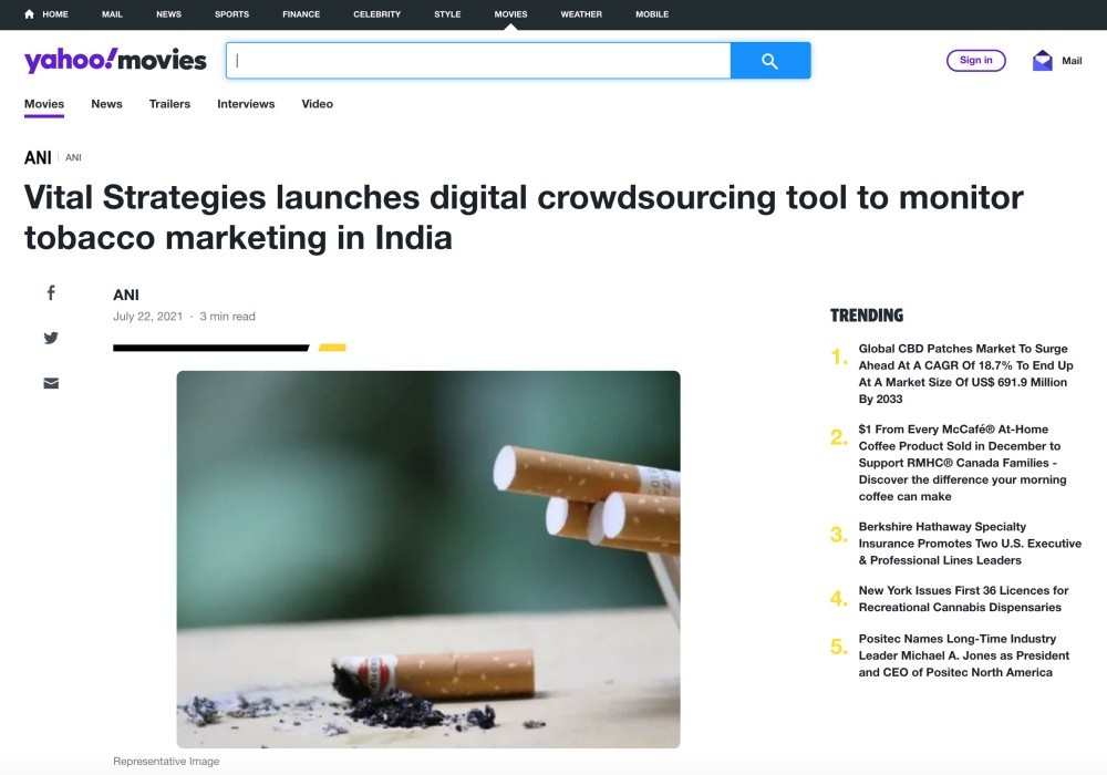 Vital Strategies launches digital crowdsourcing tool to monitor tobacco marketing in India
