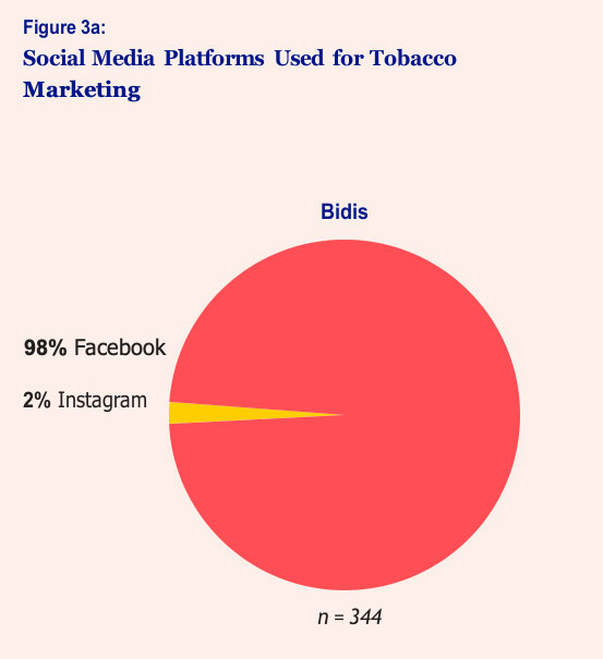 Figure 3a: Social Media Platforms Used for Tobacco Marketing